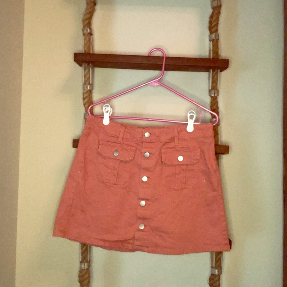Button down coral miniskirt